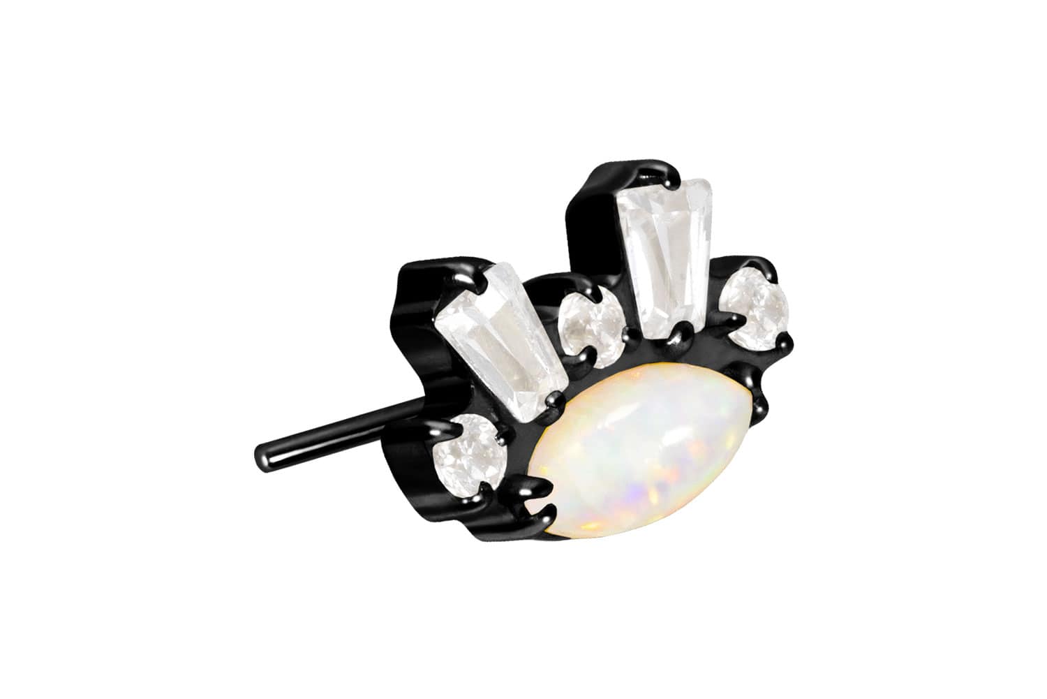Titan Aufsatz mit Push Pin SYNTHETISCHER OPAL + KRISTALLE von Piercingline